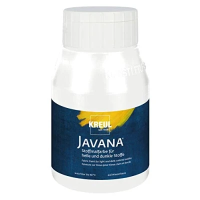 Afbeelding van KREUL 91465 Javana textielverf voor lichte en donkere stoffen, 250 ml flacon donkergroen, pasteus karakter, stempelen sjabloneren, afwasbaar na fixatie