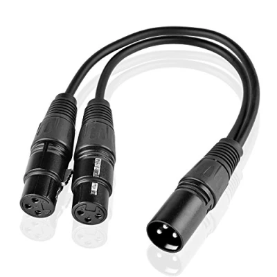 Afbeelding van SIENOC 30cm microfoonstekker kabel 3 pins XLR mannelijk naar dubbel 2 vrouwelijk plug Y splitter kabeladapter (XLR (M) (F) x 2, zwart)