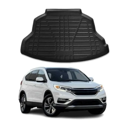 Afbeelding van OMAC Kofferbakmat voor de kofferbak, compatibel met Honda CR V 2012 2017, 3D pasvorm, hoge rand, antislipmat, TPE mat, kofferbakmat, all weather zwart