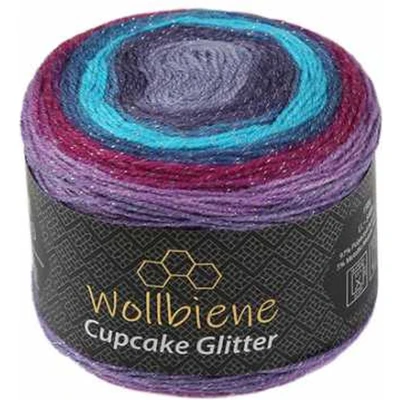 Afbeelding van Cupcake glitter Simli 3 x 150 g breiwol 450 gram wol voor breien en haken, babywol, Turkse wol, kleurverloopwol, (3210 lila bessen turquoise)