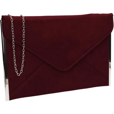 Afbeelding van SwankySwans Vrouwen Louis Suede Slim Envelop Party Prom Clutch Bag Clutch, Rood (Bourgondi?