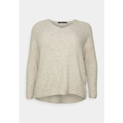 Afbeelding van Vero Moda Curve Vmcrewlefile V NECK Blouse Trui, Dames, Maat: 46/48, Birch/melange