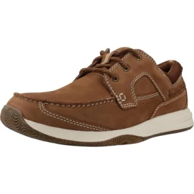 Afbeelding van Clarks Sailview Sportieve veterschoenen, Heren, Maat: 41, Cognac Leer