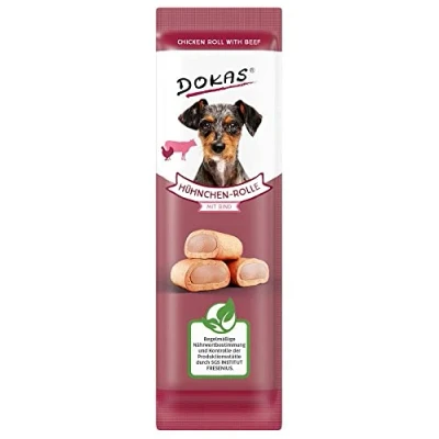 Afbeelding van Dokas Dog Hühner Rolle 32x10g mit Rind