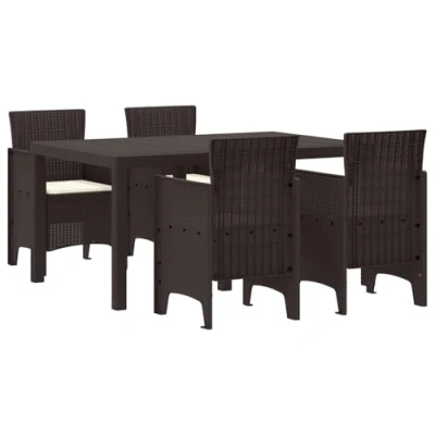 Afbeelding van vidaXL Tuin Eetset 5 pcs Bruin 150 x 100 73 cm Kunststof