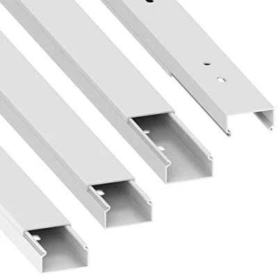 Afbeelding van Gutting kabelgoot (met montagegaten in de bodem) 30x15 mm van PVC, kleur: wit, lengte 4 m (4 stuks á 1 meter)