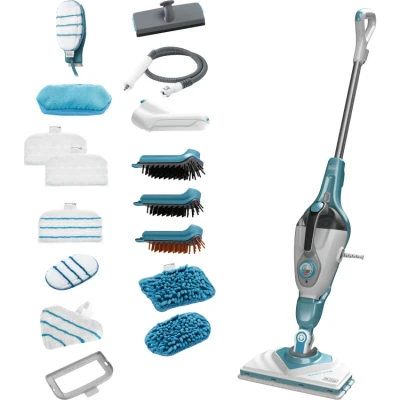 Afbeelding van BLACK+DECKER BHSM1615DAM QS stoommop 2 in 1 1600W Inclusief accessoires Wit/blauw