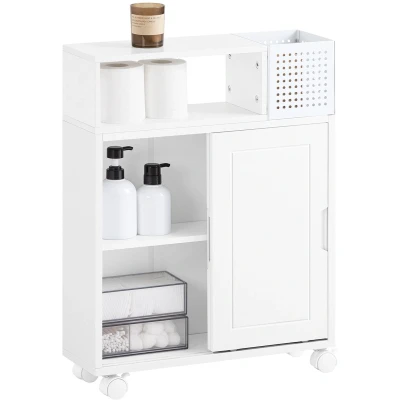 Afbeelding van SoBuy BZR176 W Badkamerkastje Wit met Lade, Houtcomposiet