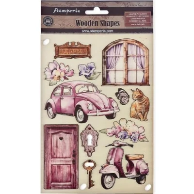 Afbeelding van Stamperia KLSP162 Gekleurde houten vorm, meerkleurig, 14,8 x 21 0,8 cm