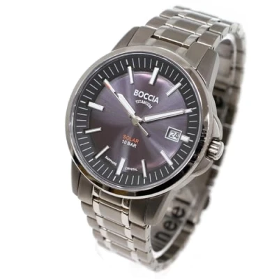 Afbeelding van Boccia 3643 04 Horloge Titanium saffierglas zilverkleurig zwart 39 mm