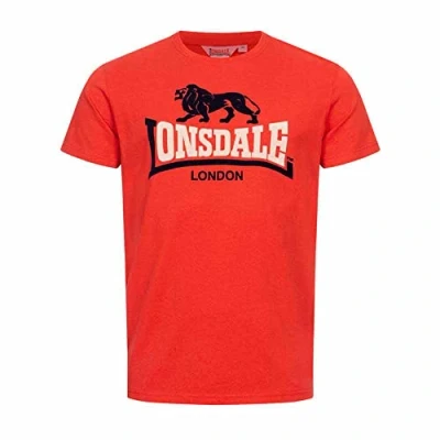 Afbeelding van Lonsdale LuBCROY T shirt voor heren, normale pasvorm, rood/marineblauw/zand, S, 117365