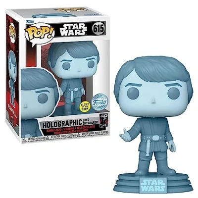 Afbeelding van Star Wars Episode VI Return of The Jedi: Holographic Luke Skywalker 40th Anniversary Glow in Dark Funko POP! Vinyl…