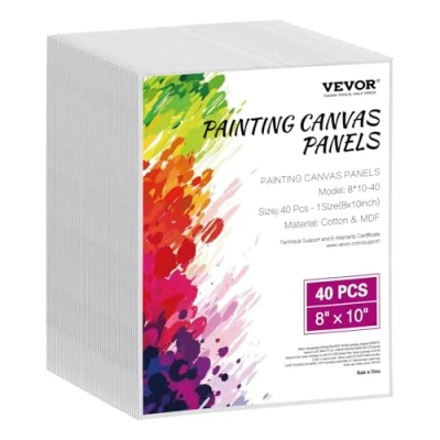 Afbeelding van VEVOR Canvas Boards Canvases 40 stuks 203x254mm Schilderdoek Wit Olieverfschilderij
