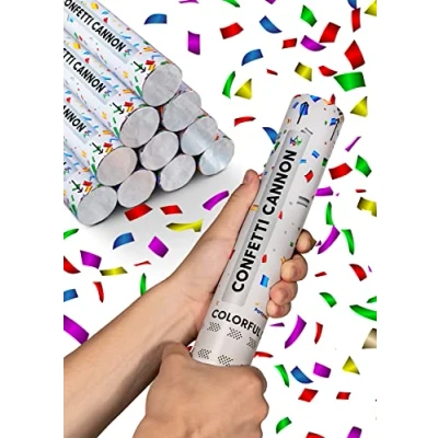 Afbeelding van 10x Confetti Kanon Veelkleurig Gemakkelijk En Veilig Te Gebruiken 5 8 Meter Stroom Voor Binnen Buiten