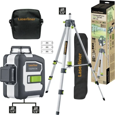Afbeelding van Laserliner CompactPlane Laser 3G Lijnlaser Set 150 cm (Green, Tilt, BLE, softbag) 036.299E