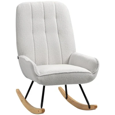 Afbeelding van HOMCOM Schommelstoel Beklede Relaxstoel voor woonkamer, slaapkamer, Sherpa fleece, grijs