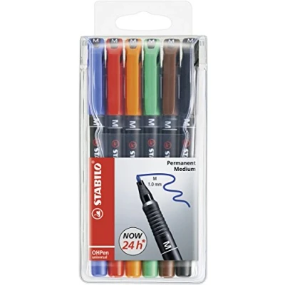 Afbeelding van Overheadstift STABILO OHPen universal permanent medium 6 stuks met verschillende kleuren