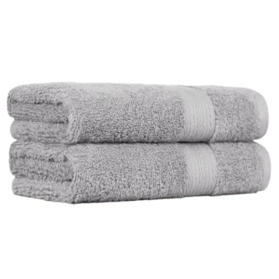 Afbeelding van Amazon Basics Handdoekenset, kleurecht, 2 stuks, grijs, 50 x 100 cm, 100% katoen, 500 g/m²