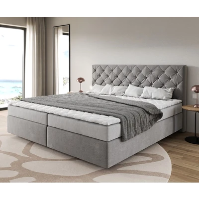 Afbeelding van DELIFE Boxspringbed Dream Great microvezel grijs 200x200 cm Bonell matras PU topper
