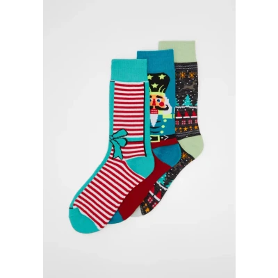 Afbeelding van Urban Classics Christmas BOW AND Nutcracker Socks 3 PACK Sokken, Heren, Maat: 39 42, Multicolor