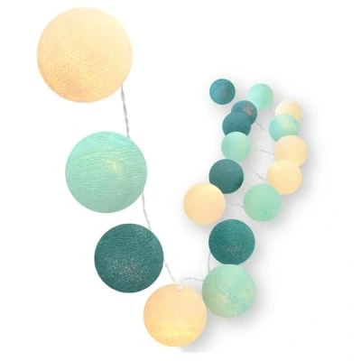 Afbeelding van CREATIVECOTTON led lichtketting met katoenen bollen, inclusief timer en dimmer (Aqua, 35 bollen)