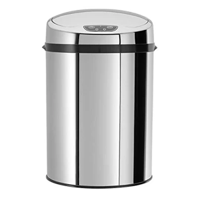 Afbeelding van Echtwerk Inox afvalemmer, kantoor /badkamer/cosmetica vuilnisemmer met sensor, touchless elektrische vuilnisbak, infrarood bewegingssensor, behuizing van roestvrij staal,