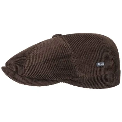 Afbeelding van Lipodo 8 Panel Cord Flatcap heren pet van katoen flat cap Made in Italy eenkleurige herfst/winter Regular Fit Style gevoerde winterpet L (58 59 cm) bruin
