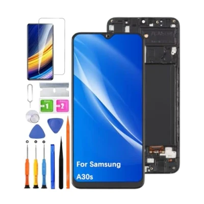 Afbeelding van HLYGZX Vervangend display voor Samsung Galaxy A30s LCD scherm TFT, A307F, A307FN A307G, display, touch digitizer assembly, reparatieonderdelenset (zonder vingerafdruk, zwart met frame)