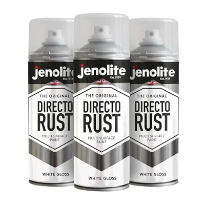 Afbeelding van JENOLITE Directorust Glansverf WIT Multi oppervlakte spuitverf Hout, metaal, kunststof, keramiek, verroeste oppervlakken 3 x 400 ml RAL 9016