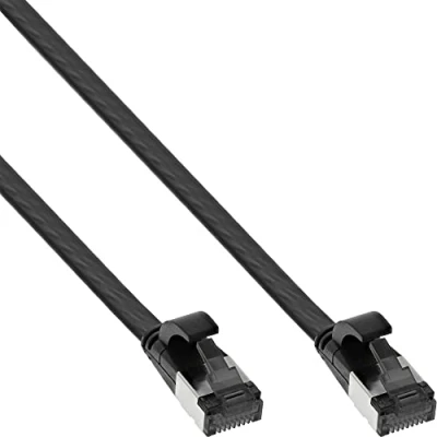 Afbeelding van U/FTP CAT8.1 40 Gigabit platte netwerkkabel met TPE mantel / zwart LSZH 2 meter
