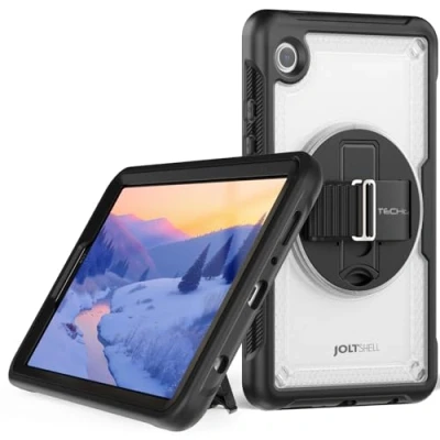 Afbeelding van TECHGEAR JOLT SHELL Hoesje voor Samsung Galaxy Tab A9 8,7 inch (SM X110 / SM X115) Stoere robuuste zware schokbestendige slanke hoes met 360 roterende standaard en handriem