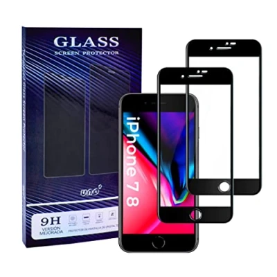 Afbeelding van Uno Displaybeschermfolie voor iPhone 7/iPhone 8/iPhone SE, 2 stuks, kleur: zwart, gehard glas, extreem resistent 9H, krasbestendig, zonder luchtbellen, anti vingerafdruk, hoge referentievermogen, HD resolutie.