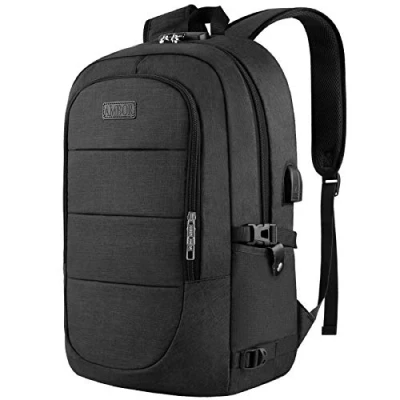 Afbeelding van Laptoprugzak heren met USB oplaadpoort rugzak dames anti diefstal voor 17,3 inch laptop schoolrugzak multifunctionele zakelijke notebooktas waterdicht zwart