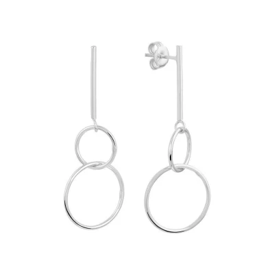 Afbeelding van Oorhangers Rondjes Zilver Gerhodineerd Glanzend 40 mm x 16