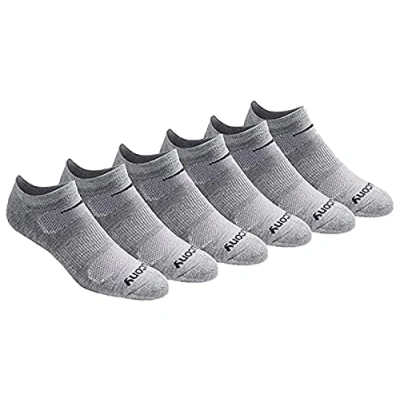 Afbeelding van Saucony Heren Multi pack Mesh Ventilating Comfort Fit Performance No Show Sokken, Grijs Basic (6 paar), Schoenmaat 8 12 US, Large