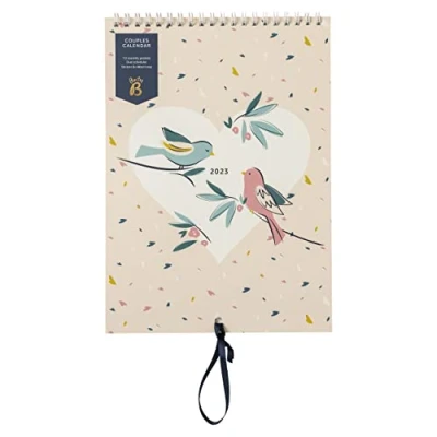 Afbeelding van Busy B Wandkalender voor koppels van januari tot december 2023 vogels slanke jaarplanner twee met kolommen, maandelijkse zakken en stickers