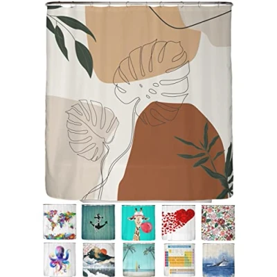 Afbeelding van arteneur® Boho Anti schimmel douchegordijn, 180 x 200 cm, gerecycled, met Oeko Tex standaard 100, verzwaarde zoom, ondoorzichtig, waterdicht, wasbaar, 12 ringen en e book (mogelijk niet