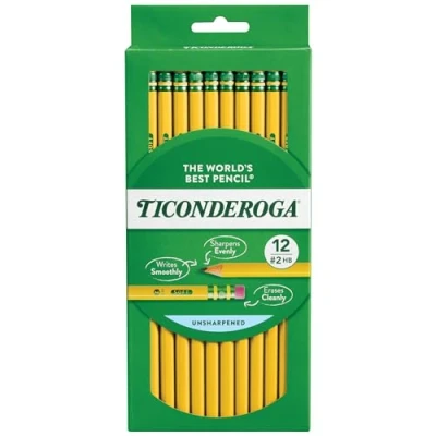 Afbeelding van Dixon Ticonderoga Wood cased # 2 potloden Box of 12 (Hang Tab) geel
