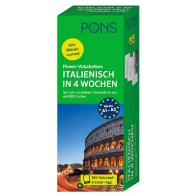 Afbeelding van PONS Power Vokabelbox Italienisch in 4 Wochen: Schnell und einfach Vokabeln lernen mit 800 Karten