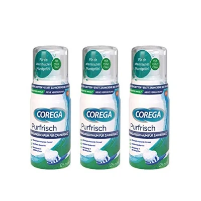 Afbeelding van 3 x Corega Purfris, reinigingsschuim voor tandvervanging, 125 ml, zacht het materiaal