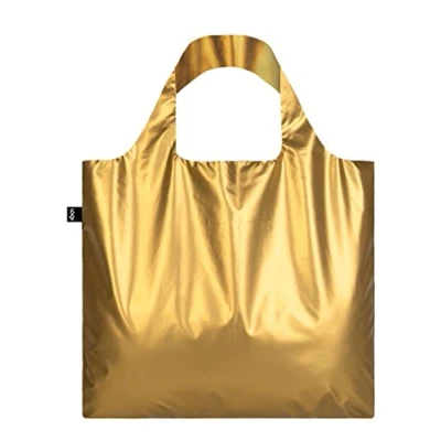 Afbeelding van METALLIC, Matt Gold. BAG: LOQI Ich wiege 55 g. kann 20 kg tragen. bin wasserabweisend. aus Polyester