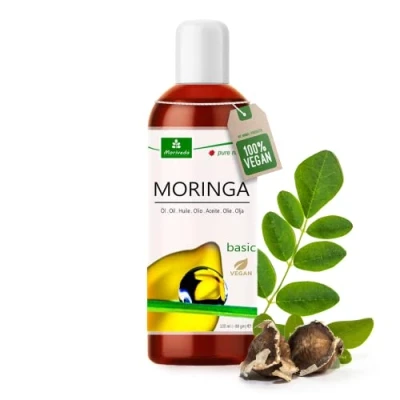 Afbeelding van MoriVeda® Moringa Oil Basic 100ml van MoriVeda, geperst uit oleifera zaden en peulen, voor huidverzorging, haarverzorging, wondverzorging, anti aging behen olie (1x100ml)