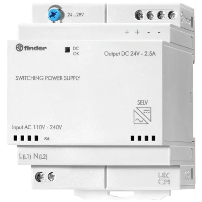 Afbeelding van Finder 78.60.1.230.2402 DIN rail netvoeding 24 V/DC 2.8 A 60 W Inhoud: 1 stuk(s)