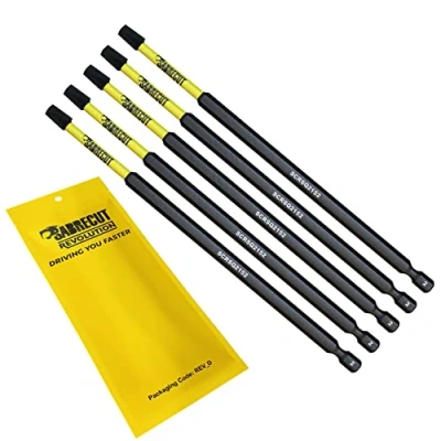 Afbeelding van 5 x SabreCut SCRSQ2152_5 152 mm SQ2 vierkante magnetische slagschroevendraaier bits set enkelzijdig zwaar uitgevoerd compatibel met Dewalt Milwaukee Bosch Makita en anderen