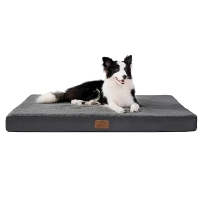 Afbeelding van Orthopedisch hondenbed voor grote honden 112x81x7,6cm hondenkussen pluizige hondenmat wasbaar hondenmatras in donkergrijs