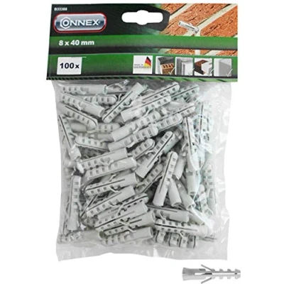 Afbeelding van Connex pluggen Ø 8 mm 100 stuks in praktische set polypropyleen voor eenvoudige montage massieve steen &amp; beton/pluggen set/universele / B33388