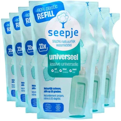 Afbeelding van 6x Seepje Vloeibaar Wasmiddel Universeel Navulling Sprankelende Jasmijn 23 Wasbeurten 1 liter