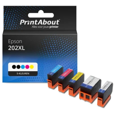 Afbeelding van Huismerk Epson 202XL (C13T02E74010) Inktcartridge 5 kleuren Voordeelbundel Hoge capaciteit