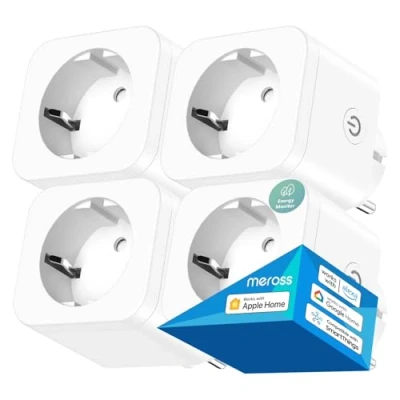Afbeelding van Meross wifi wandcontactdoos met stroommeting, 16A slimme compatibel Apple HomeKit, Alexa, Google Home, spraak en afstandsbediening timer, set van 4