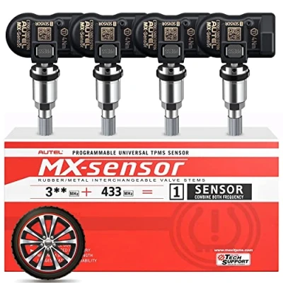 Afbeelding van Autel TPMS MX sensor, Vervangingssensor, Banden met Dubbele Frequentie voor Alle Auto&#039;s, Identiek aan OE Bewakingssysteem, Druk klonbar tot 100% (Metalen Ventiel, 4 Stuk)